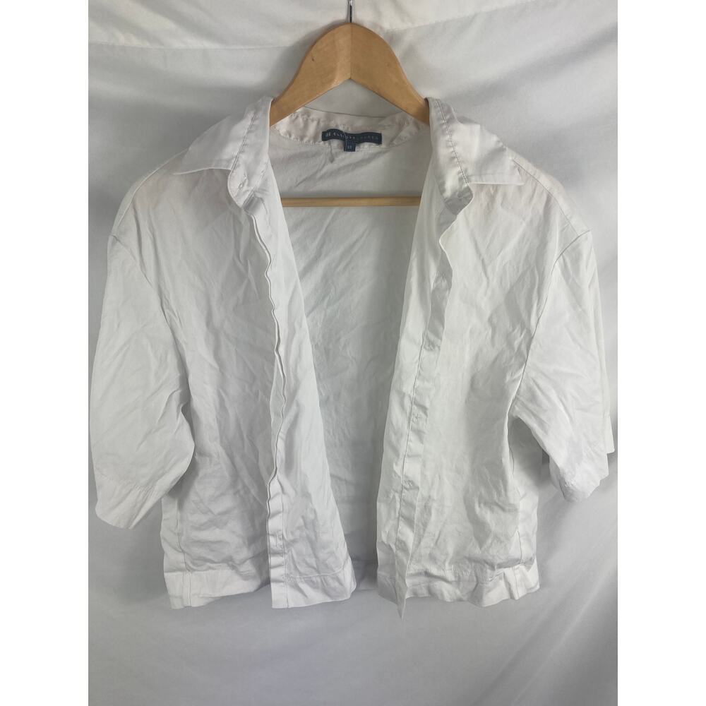 Elliott Lauren White Short Sleeve Button Up Shirt Womans Size 12
